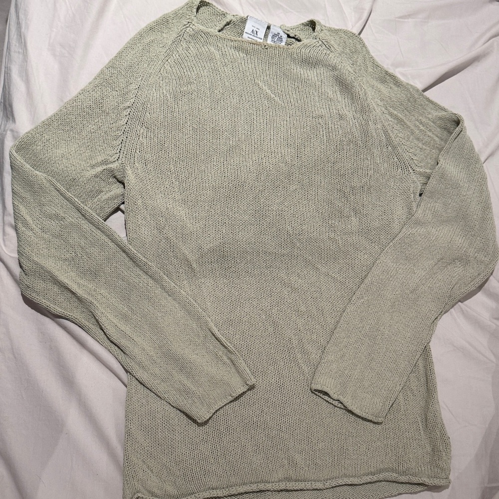 A/X Armani Exchange size M Light Green Knit Sweater loose stretchy casual